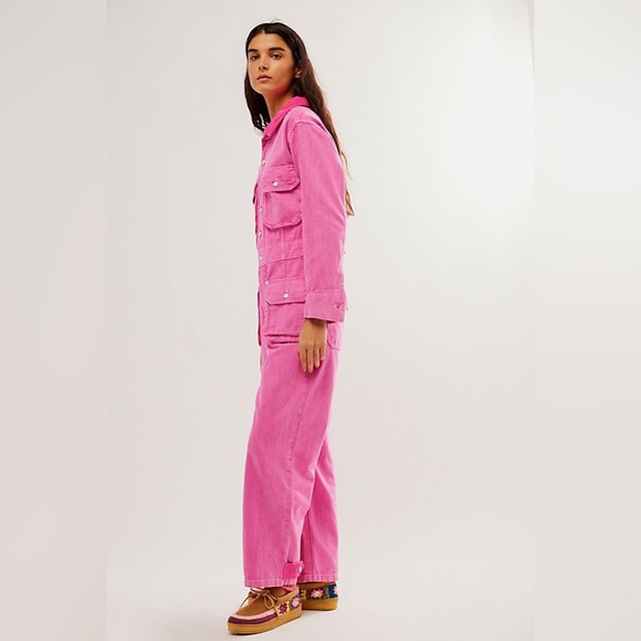 Free People Geronimo Jumpsuit Coverall We The Free - PINK -  XS - NWOT - Picture 4 of 9